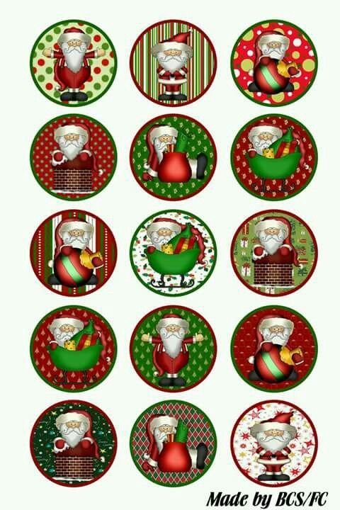 Новогодние наклейки круглые