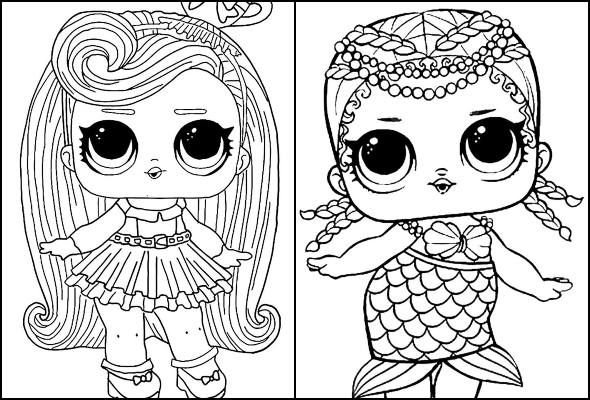 Кукла ЛОЛ Русалка раскраска