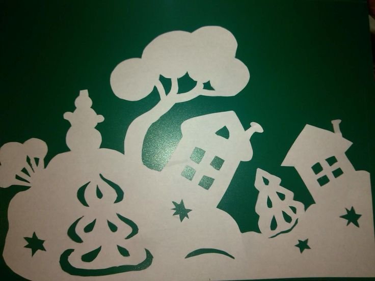 Вытыканки домики на окна к новому году