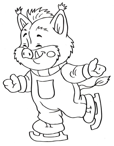 Звери на коньках раскраска