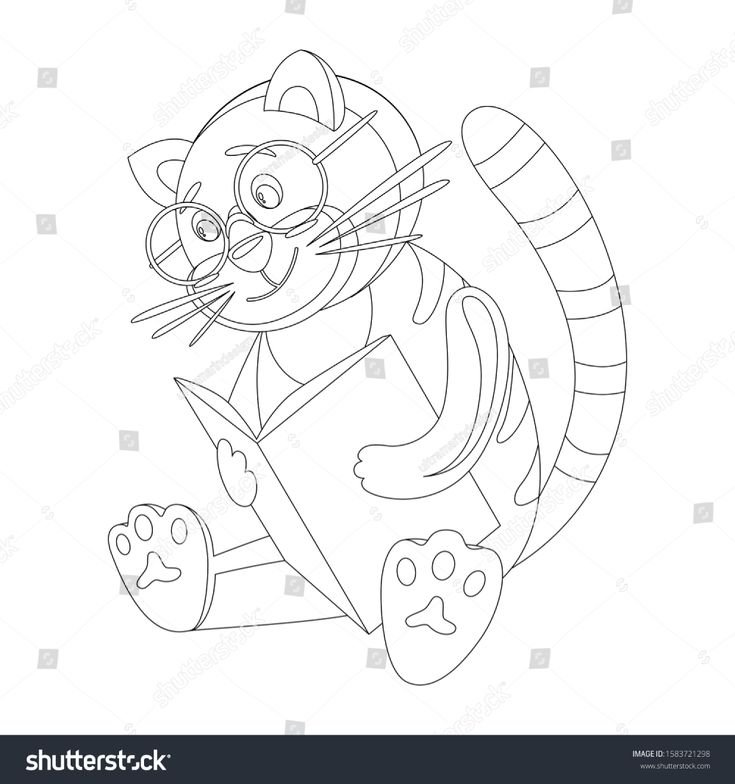 Кот ученый раскраска для детей