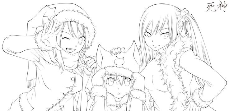 Новогоднее аниме черно белое