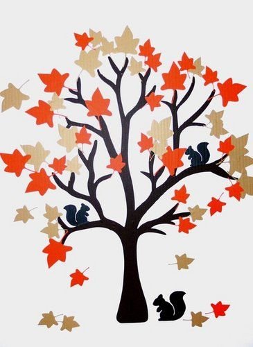 Трафарет дерева для аппликации