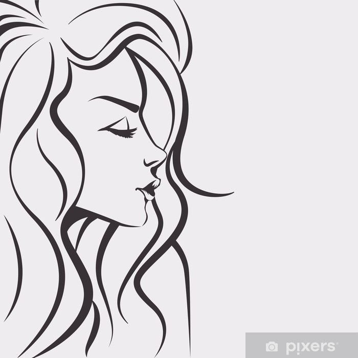 Силуэт лица девушки с волосами