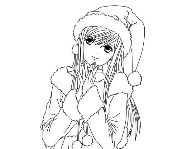 Раскраски для девочек новогодние аниме