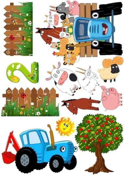 Синий трактор макет