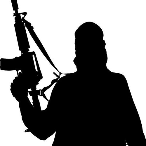 Силуэт террориста с оружием