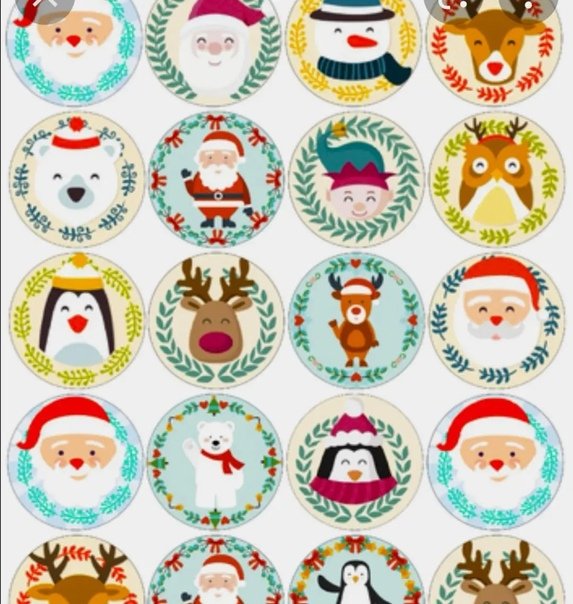 Сахарная печать для капкейков новый год