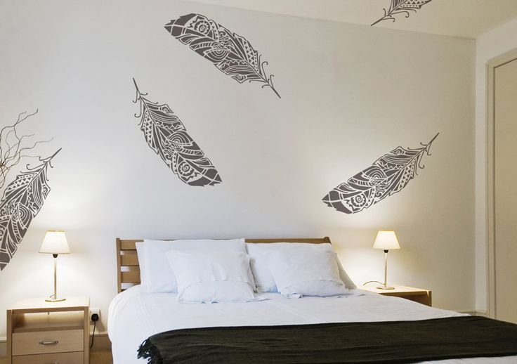 Трафарет перья на стену под покраску