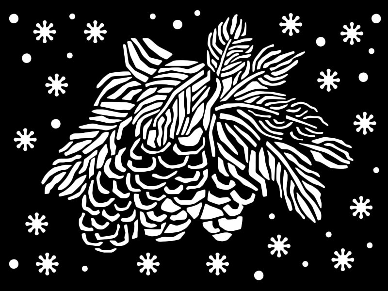 Новогодние вытынанки на окна шишки