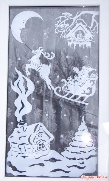 Украшение окон домик с дымом