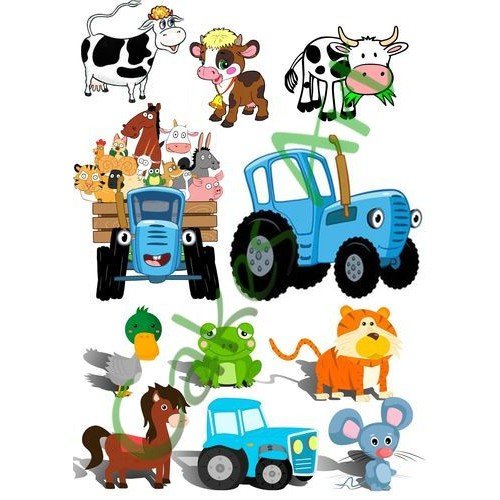 Синий трактор фотопечать