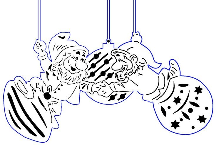 Вытынанки на окна Гномы новогодние