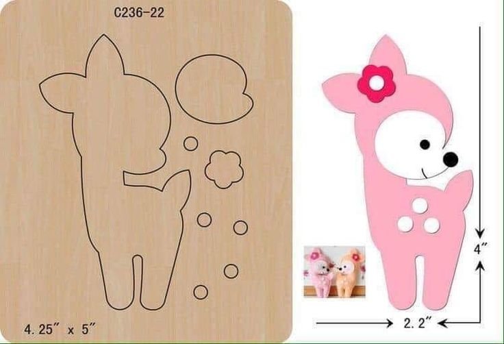 Выкройка игрушек из фетра для мобиля Олененок