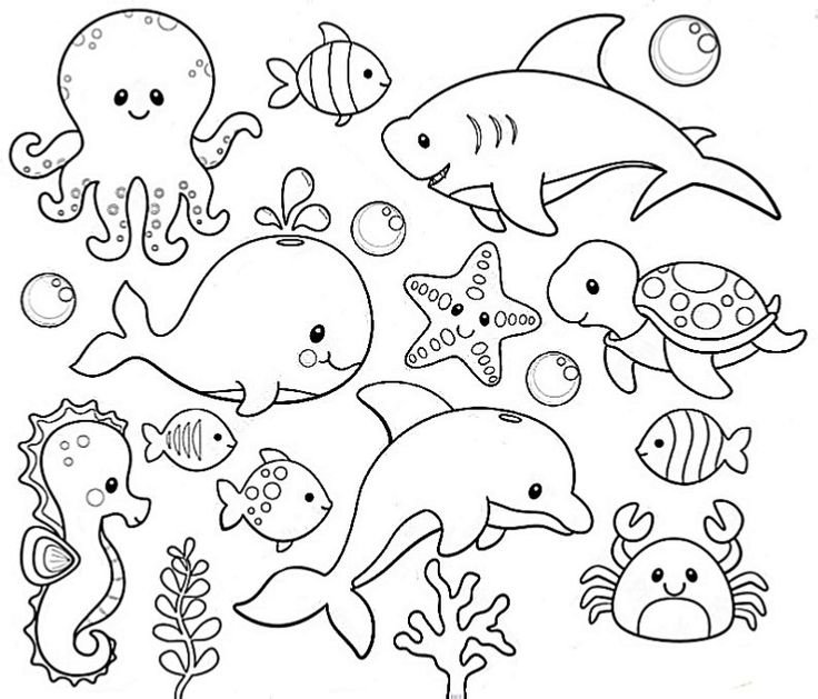 Раскраска "морские жители"