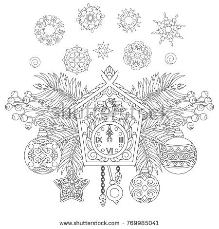 Вытынанка часы новогодние