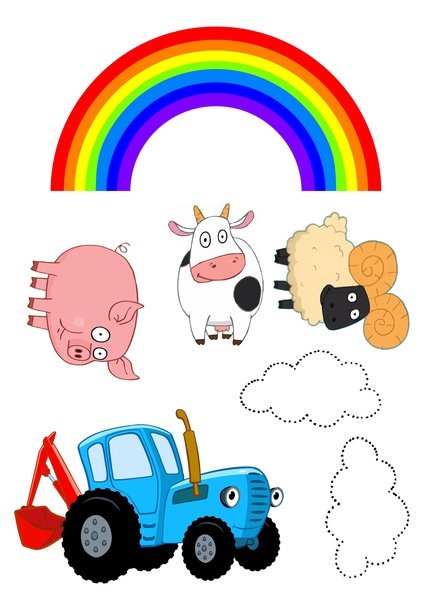 Синий трактор рисунок