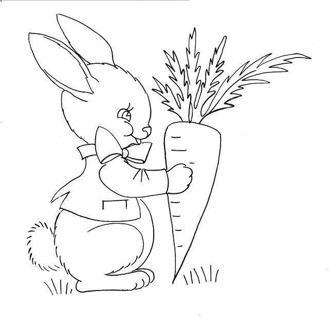 Заяц с морковкой раскраска