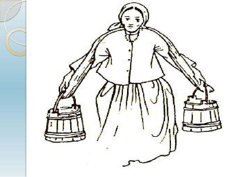 Рисование коромысло с ведрами