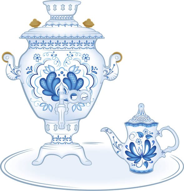 Гжельская роспись самовар