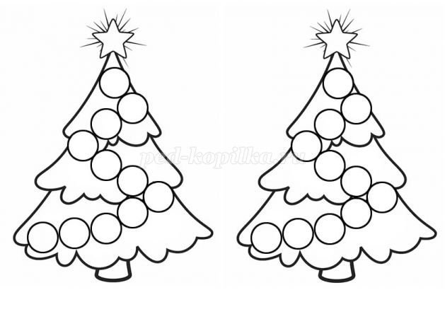 Раскраска новый год елка для детей 2-3 лет