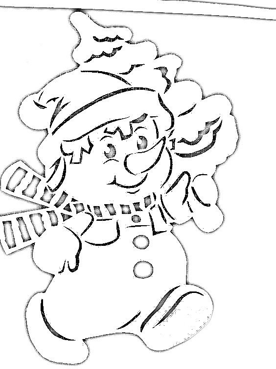 Снеговики на окна трафареты