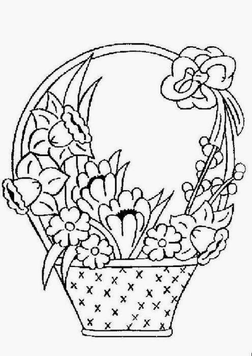 Раскраска цветы в корзине