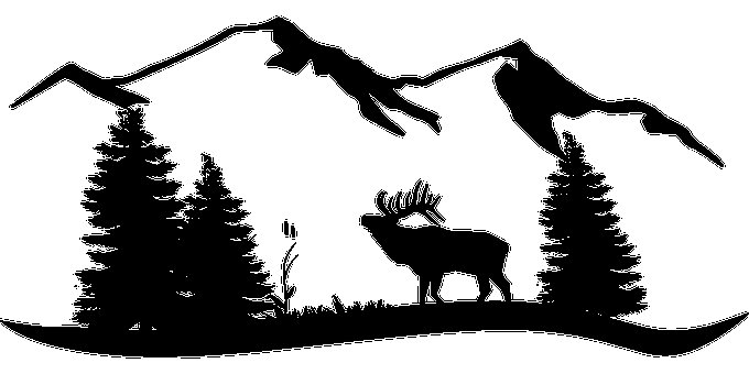 Силуэты гор и лесов