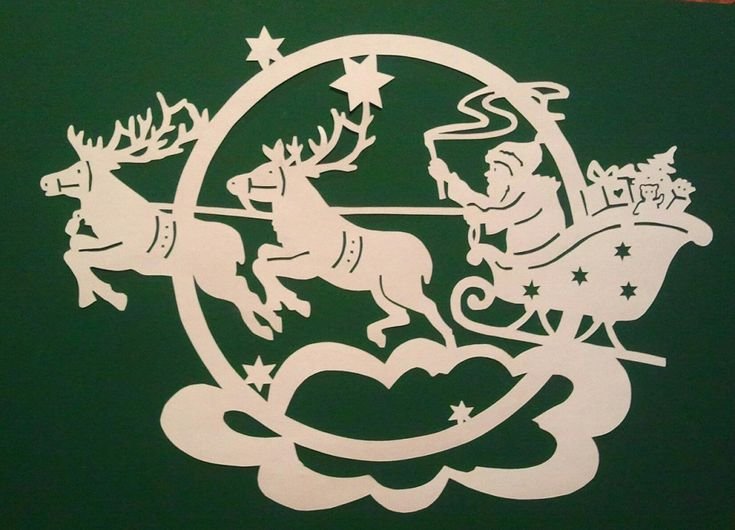Сани с оленями украшение на окно