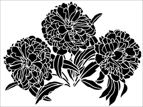 Трафарет "пионы"