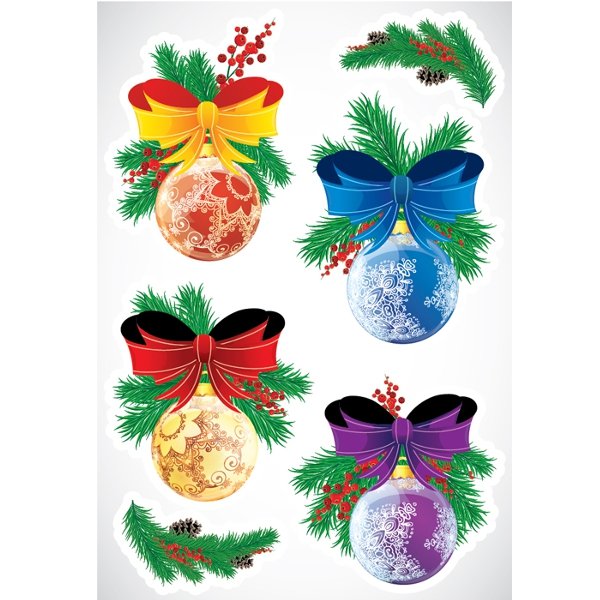 Цветные новогодние украшения