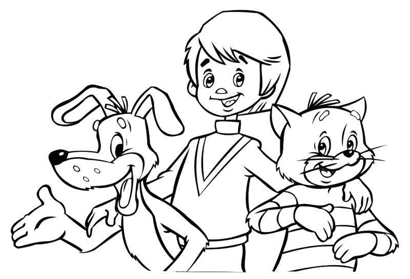 Дядя фёдор пёс и кот раскраска