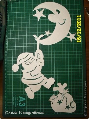 Трафареты на окна дед Мороз на Луне