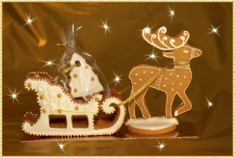 Пряник сани с оленями