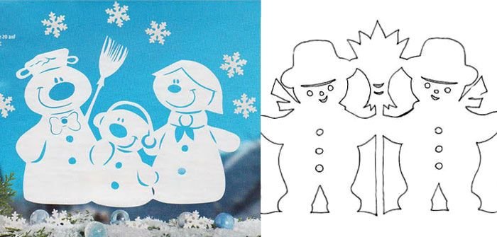 Макет снеговика для вырезания из бумаги к новому году