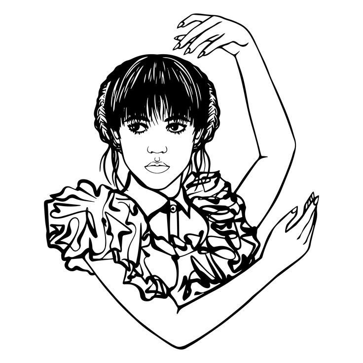 Раскраска Адамс Венсдей