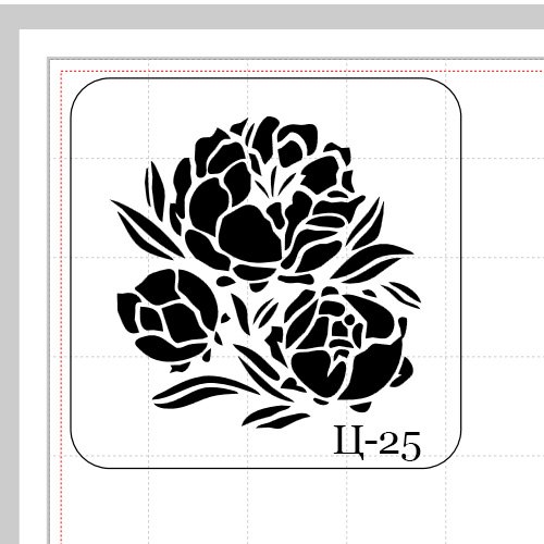 Трафарет "пионы"