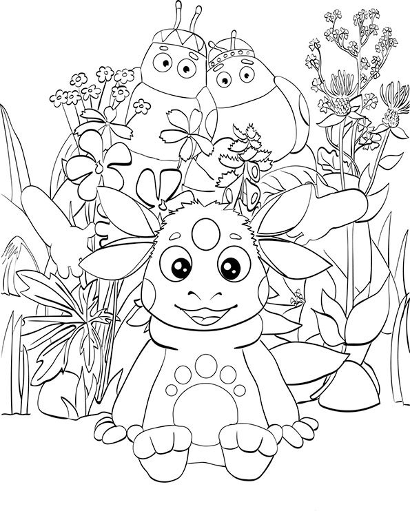 Герои мультика Лунтик раскраска