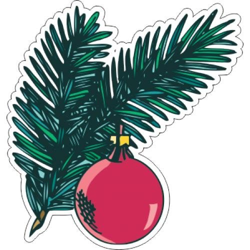 Елочная ветка цветная на окно