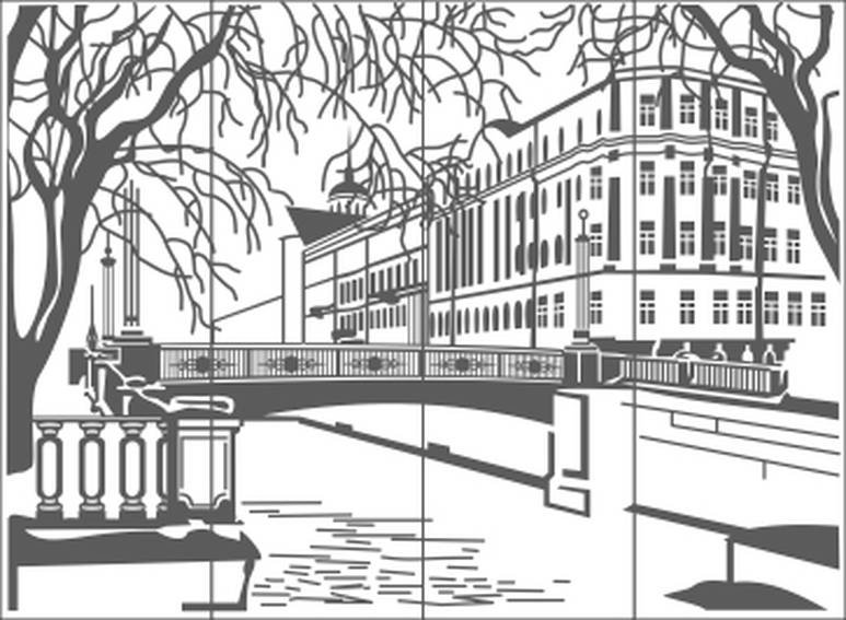 Городской пейзаж черно белый