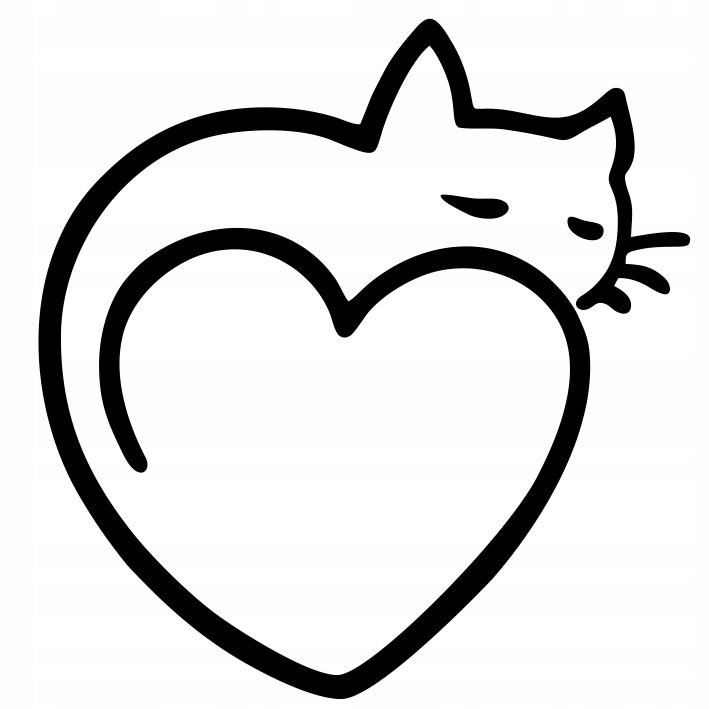 Раскраска котик с сердечком