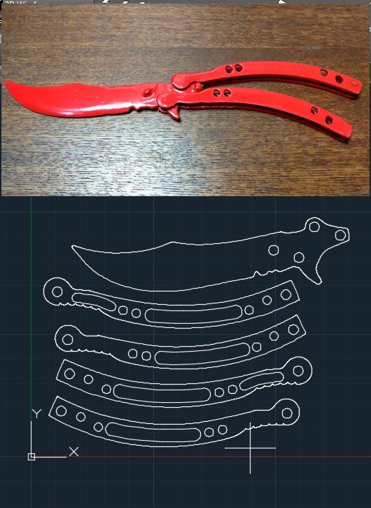 Нож бабочка чертеж CS go