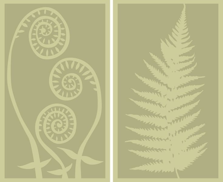 Трафарет папоротника на стену