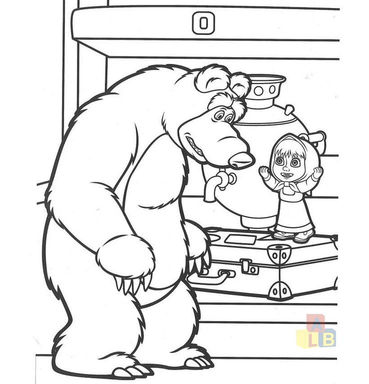 Раскрашки Маша и медведь