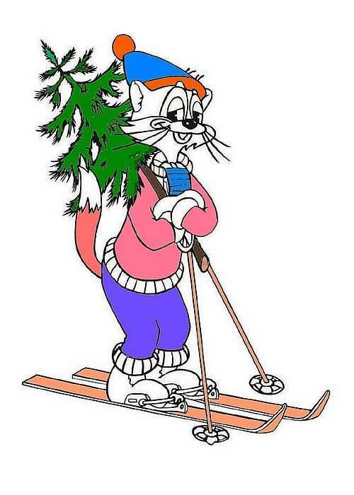 Сказочные персонажи на лыжах