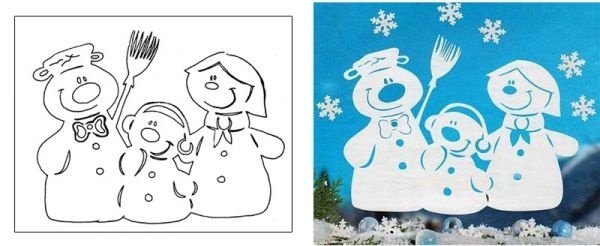 Снеговик на окно двусторонний