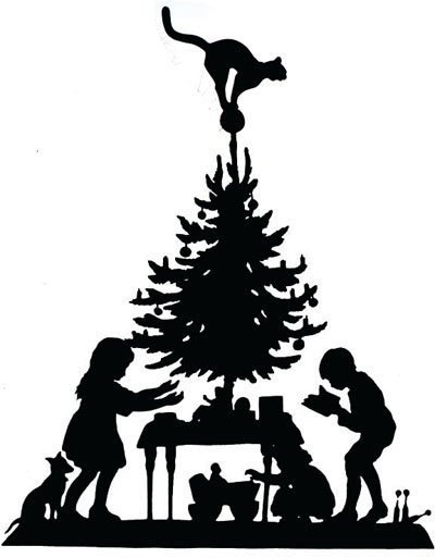 Рождественские силуэты на окна