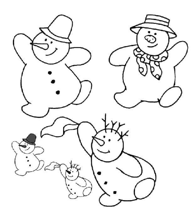 Снеговик трафарет