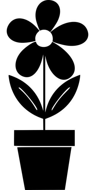 Цветок в горшке силуэт
