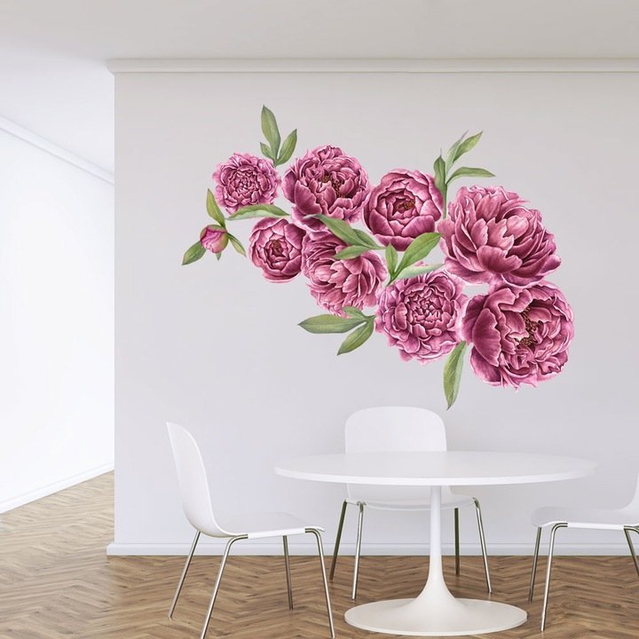 Трафарет пионы для стен